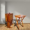 Folding Trays with Storage Rack,Snack Table - Set of 4,honey