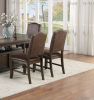 Classic Design Brown / Rustic Espresso Finish Faux Leather Set of 2 Side Chairs Dining Room Furniture Rubber wood Foam Cushion