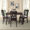TOPMAX 5-Piece Dining Table Set Home Kitchen Table and Chairs Wood Dining Set, Espresso+Black