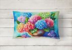 Flowers in Watercolor Throw Pillow Throw Pillow for Indoor Couch Bed Outdoor Patio Washable, Hydrangeas 1576,12Hx16W