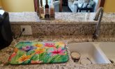 Lilies in Watercolor Dish Drying Mat Absorbent Dish Drying Mat Pad for Kitchen Counter Dish Drainer Mat for Countertop, 14 x 21", Multicolor