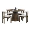 (1 Table with 4 Chairs)Wooden Dining Table Set, Modern Round MDF Kitchen Table and Boucle Upholstered Dining Chairs for Dining Room, Kitchen
