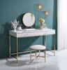Ottey White High Gloss & Gold Finish Vanity Desk