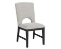 7pc Modern Round Table Black Finish w Lazy Susan Wooden Contemporary 6x Side Chair Upholstered Seat Dining Room Wooden Fabric Wood Furniture