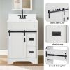 24" Bathroom Vanity with Single Sink Combo, Farmhouse Undermount Bathroom Sink Cabinet with Sliding Barn Doors and 2 Drawers