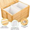 Bamboo Laundry Hamper with Lid â€“ Foldable Clothes Basket with 2-Section Removable Liner Bag, Space-Saving Laundry Sorter for Bathroom, Bedroom