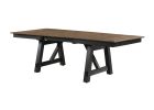 5pc Cottage Style Extendable Dining Table Set Wheat Charcoal Tow Tone Finish Upholstered Chair Dining Room Wooden Furniture Two Self-Storing Refectory
