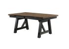 7pc Cottage Style Extendable Dining Table Set Wheat Charcoal Tow Tone Finish Upholstered Chair Dining Room Wooden Furniture Two Self-Storing Refectory
