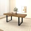 Rectangle extendable dining table for 6-10 people aged effect wood and black 160-200 cm