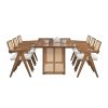 86.61 Inch Oversize Rectangular Waves Dining Table Set,7 PCS Wooden Dining Table and Chairs,Mid Century Modern Large Kitchen Set for Living Room