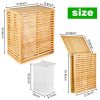 Bamboo Laundry Hamper with Lid â€“ Foldable Clothes Basket with 2-Section Removable Liner Bag, Space-Saving Laundry Sorter for Bathroom, Bedroom