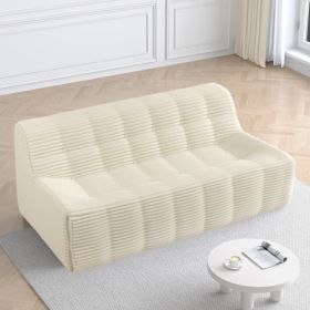 Sofa, Full Sponge Compression Corduroy 3 Seat Sofa, Modern Minimalist Style Corduroy Sofa, Comfortable Compression Sofa, Space Efficient Design   Beig