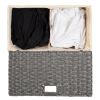 Folding 2-Bin Grey PE Wicker Linen Liner Laundry Hamper w/ Handles