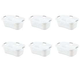 Set of 6 White Laundry Baskets w/ Carry Handles