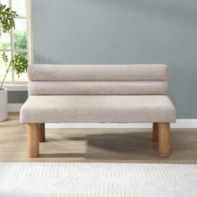 Upholstered Dining Bench, End Of Bed, Entryway Bench, Boucle Ottoman For Dining Room, Bedroom, Living Room, Rubber Wood Leg 330 LBS Support, Light Gre (Option: Light Gray)