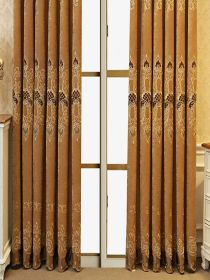 2 Pieces Elegant European Blackout Curtains - Simple Beige Velvet Decor Embroidery, UV Protection, Machine Washable Living Room And Bedroom, Light Con (Option: SGP202312004)