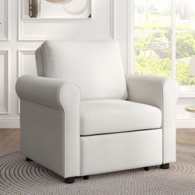 3-in 1 Sofa Bed Chair, Convertible Sleeper Chair Bed,Adjust Backrest Into A Sofa,Lounger Chair,Single Bed,Modern Chair Bed Sleeper For Adults,Cream (Option: Cream)