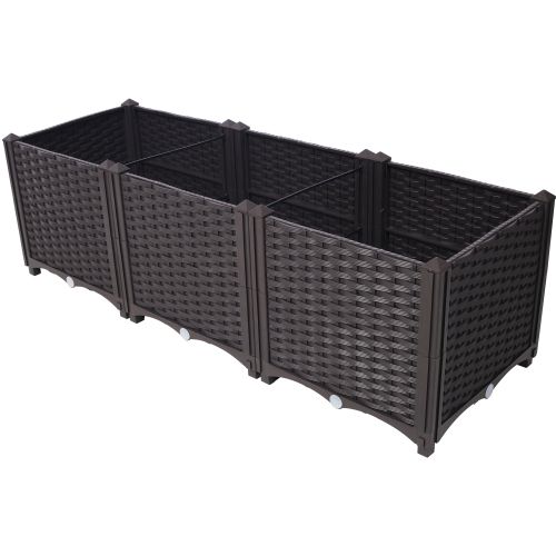 Deep Raised Garden Bed Plastic Planter Boxes For Vegetables Flowers Herbs And Succulents,Self-Watering Planter Box Raised Bed To Grow Flowers, Herbs &