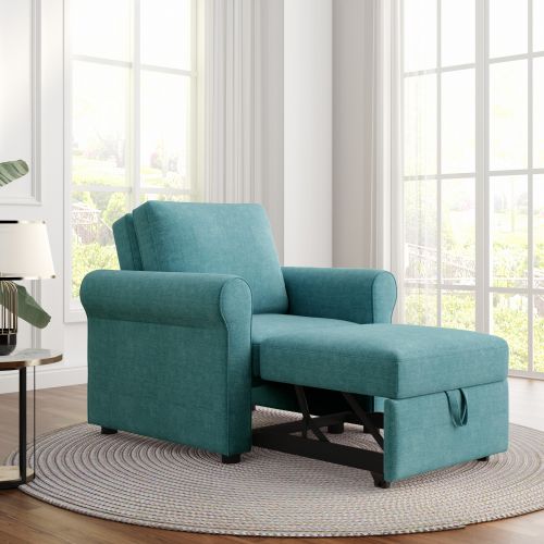 3-in 1 Sofa Bed Chair, Convertible Sleeper Chair Bed,Adjust Backrest Into A Sofa,Lounger Chair,Single Bed,Modern Chair Bed Sleeper For Adults,Cream