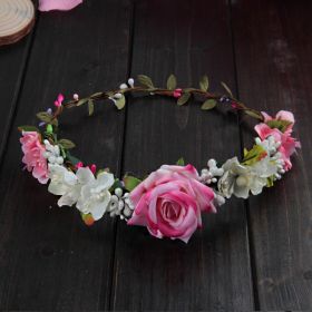 Female Headdress Rose Wreath Hair Hoop Bridesmaid Decoration (Color: Pink)