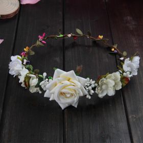 Female Headdress Rose Wreath Hair Hoop Bridesmaid Decoration (Color: White)