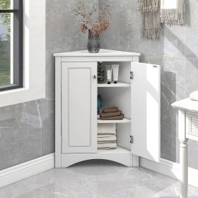 Corner Cabinet Storage Cabinet with Door for Bathroom Bedroom Kitchen (Color: White)
