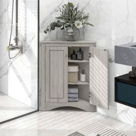 Corner Cabinet Storage Cabinet with Door for Bathroom Bedroom Kitchen (Color: Chiffon)