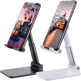 Cell Phone Stand Desktop Holder Tablet Stand Mount Mobile Phone Desktop Tablet Holder Table Cell Foldable Extend Support Desk Mobile Phone Holder Stan (Color: White)