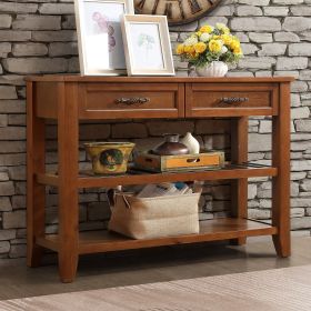 Console Sofa Table with 2 Storage Drawers and 2 Tiers Shelves (Color: as Pic)