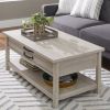 Modern Farmhouse Rectangular Lift Coffee Table with Rustic Gray and White Finish