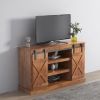 Farmhouse Sliding Barn Door TV Stand for TV up to 65 Inch Flat Screen Media Console Table Storage Cabinet Wood Entertainment Center Sturdy Ranch Rusti