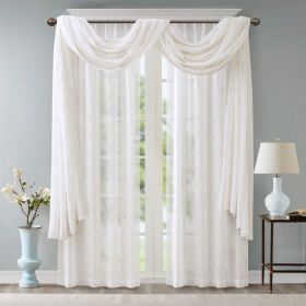 Diamond Sheer Embroidered Window Scarf (Color: as Pic)