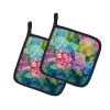 Hydrangeas in Watercolor Pair of Pot Holders Kitchen Heat Resistant Pot Holders Sets Oven Hot Pads for Cooking Baking BBQ, 7 1/2 x 7 1/2