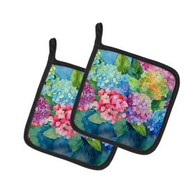 Hydrangeas in Watercolor Pair of Pot Holders Kitchen Heat Resistant Pot Holders Sets Oven Hot Pads for Cooking Baking BBQ, 7 1/2 x 7 1/2 (Default: Default)