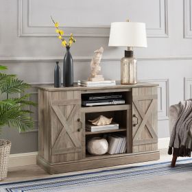 American retro TV Stand Farmhouse Classic Media TV Stand Antique Entertainment for TV up to 50" with Open and Closed Storage Space, Gray Wash (Color: Gray Wash, With Fireplace Insert: No)