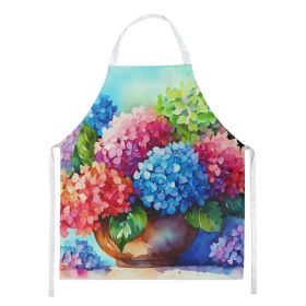 Hydrangeas in Watercolor Apron Cooking Kitchen Server Baking Crafts Gardening for Adult Women Men, Unisex, Large, Multicolor (Default: Default)