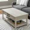 Modern Farmhouse Rectangular Lift Coffee Table with Rustic Gray and White Finish