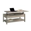 Modern Farmhouse Rectangular Lift Coffee Table with Rustic Gray and White Finish