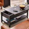 Modern Farmhouse Rectangular Lift Coffee Table with Rustic Gray and White Finish