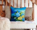 Hydrangeas in Watercolor Throw Pillow Machine Washable, Indoor Outdoor Decorative Pillow for Couch, Bed or Patio, 14Hx14W