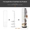 Full-length mirror solid wood + rubber wood + glass, 65.7*17.7in(mirror width:13.7in) Large mirror for viewing the whole body