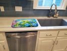 Hydrangeas in Watercolor Dish Drying Mat Absorbent Dish Drying Mat Pad for Kitchen Counter Dish Drainer Mat for Countertop, 14 x 21", Multicolor