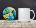Hydrangeas in Watercolor Large Sandstone Coasters Pack of 4 Absorbent Round Coasters Decor Gifts for Men or Women, 4 in, Multicolor
